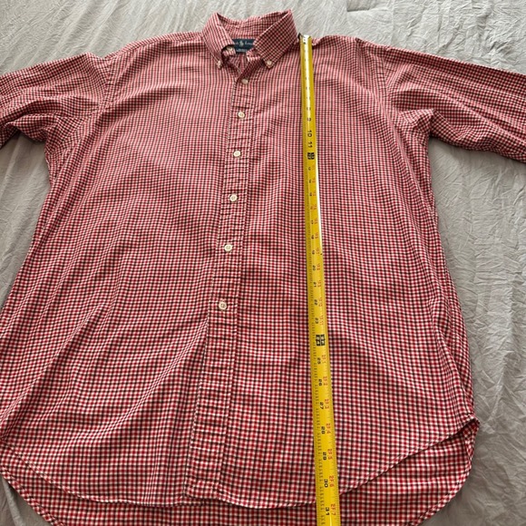 Ralph Lauren Blake Gingham Button Down Shirt‎ Men's Red White Classic Fit Cotton - Picture 4 of 7